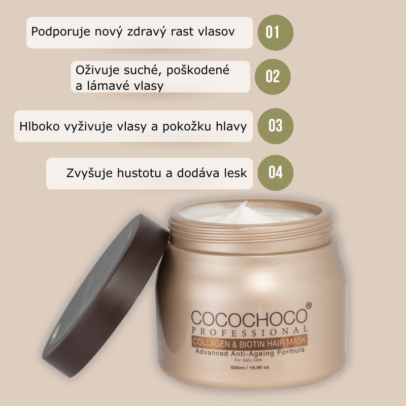 Kollagenhaarmaske für trockenes Haar mit Biotin 500 ml | Cocochoco®