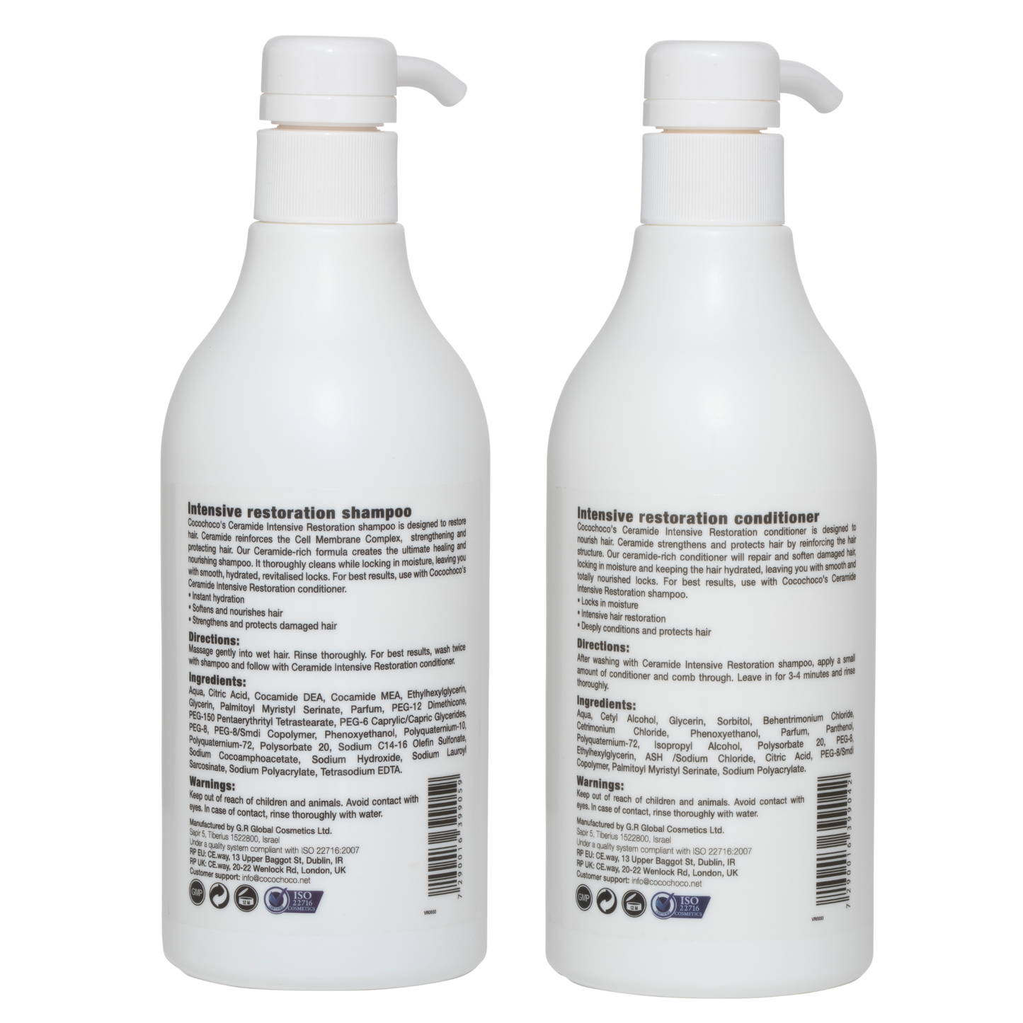 Ρυθμίστε εντατική αποκατάσταση κεραμιδίου ελεύθερο θειικό σαμπουάν & κλιματιστικό 2x 500 mL | Cococho®