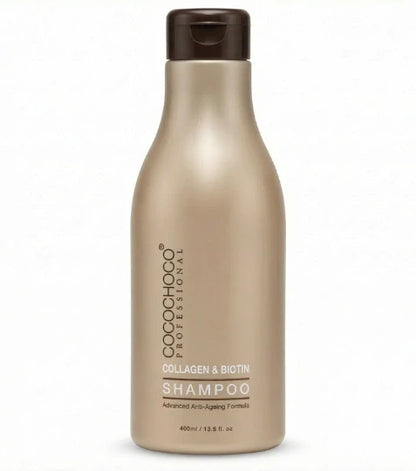 Μπουκάλι σαμπουάν Cocochoco με καφέ καπάκι σε λευκό φόντο