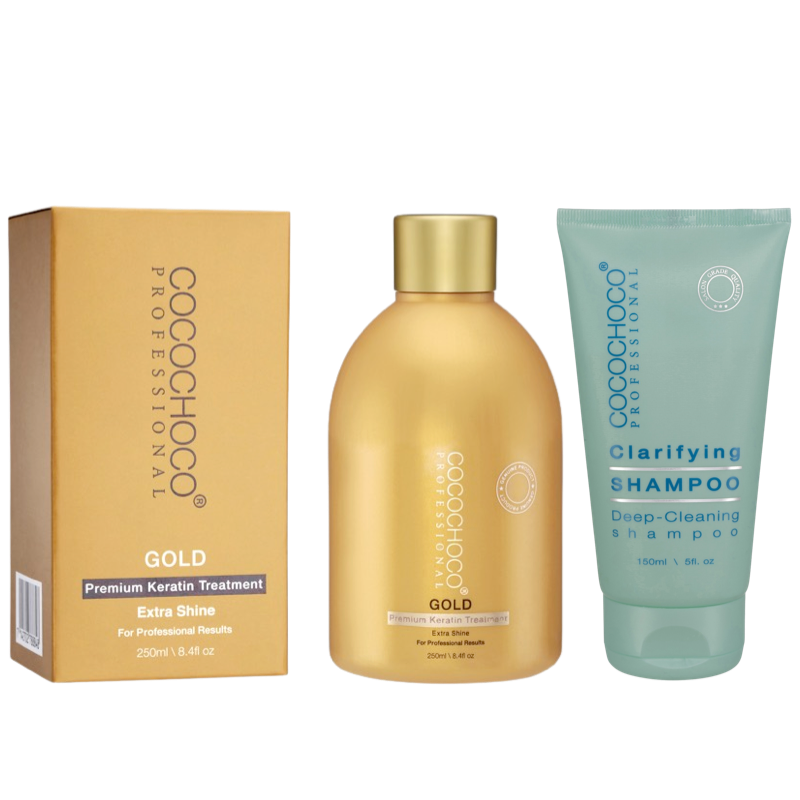 Gold Keratin Hair Treatment 250ml & Clarifying Shampoo 150ml