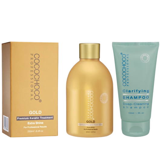 Gold Keratin Hair Treatment 250ml & Clarifying Shampoo 150ml