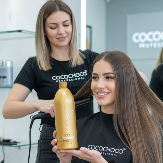 Ρυθμίστε τη Βραζιλιάνικη Κερατίνη Χρυσή Χαλλιά 1000 ml & Διευκρινίζει σαμπουάν 400 ml | Cococho®