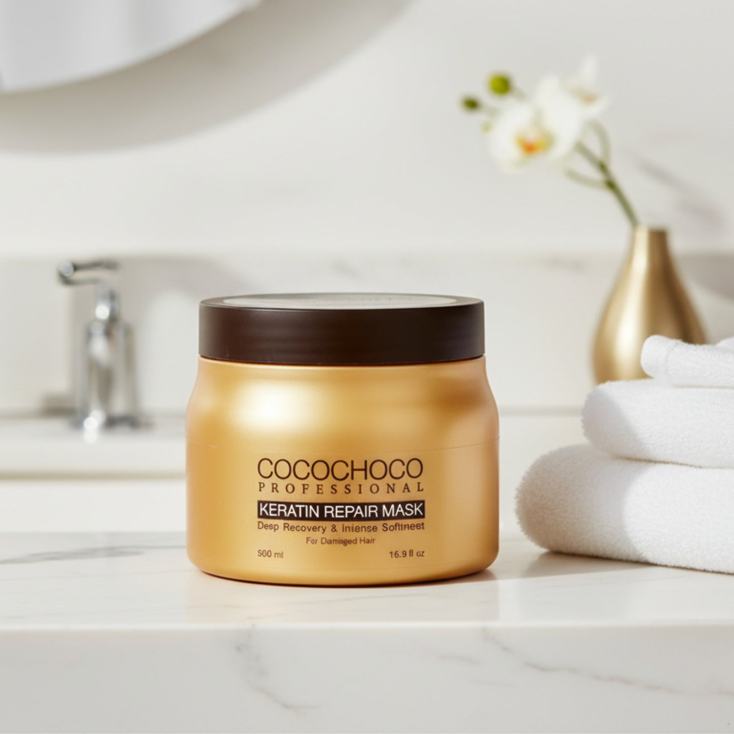 Máscara para el cabello de queratina para hidratación y regeneración 500 ml | COCOCHOCO®