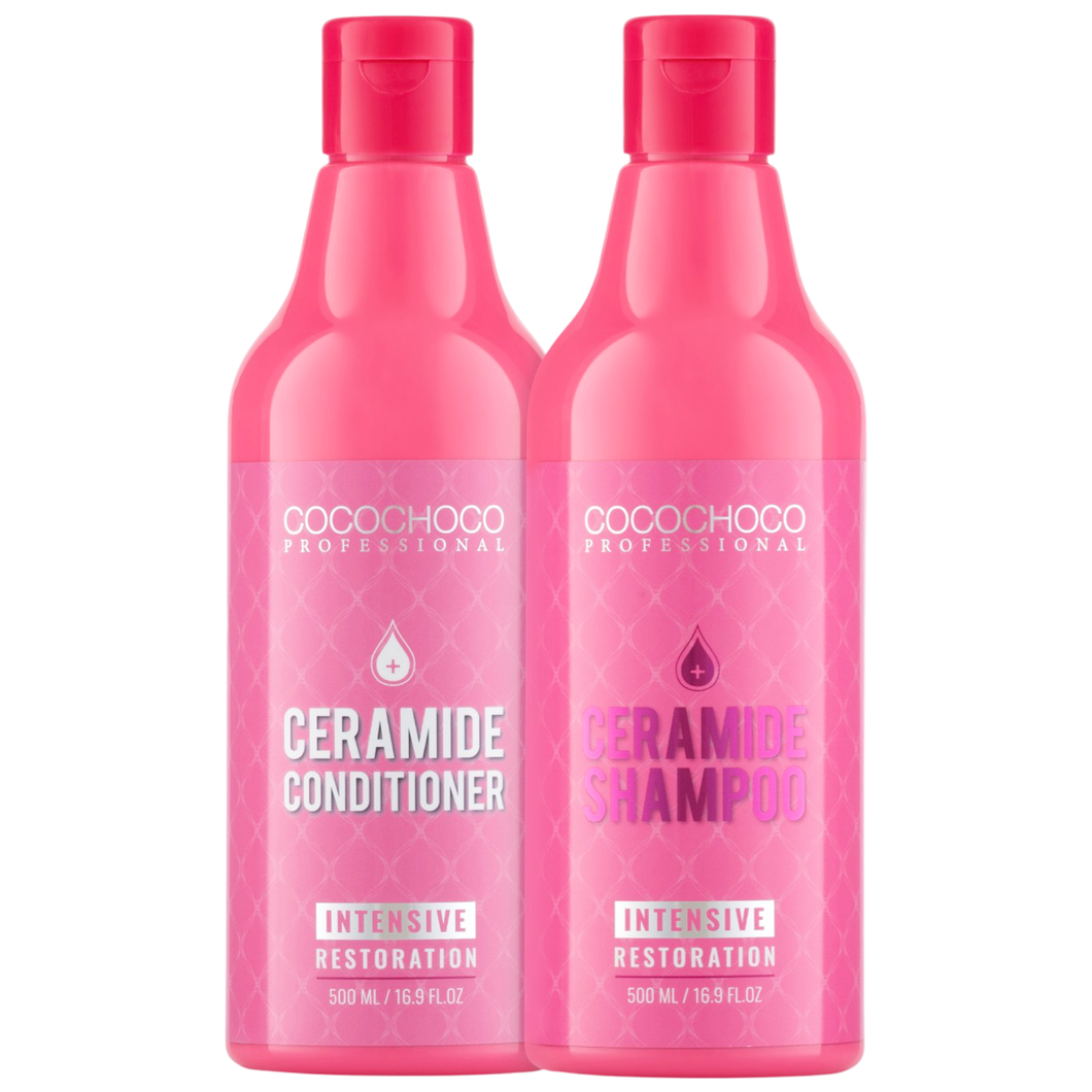 COCOCHOCO SET Ceramide Restauro intensivo Shampoo e condizionatore di solfato libero 2x 500 ml